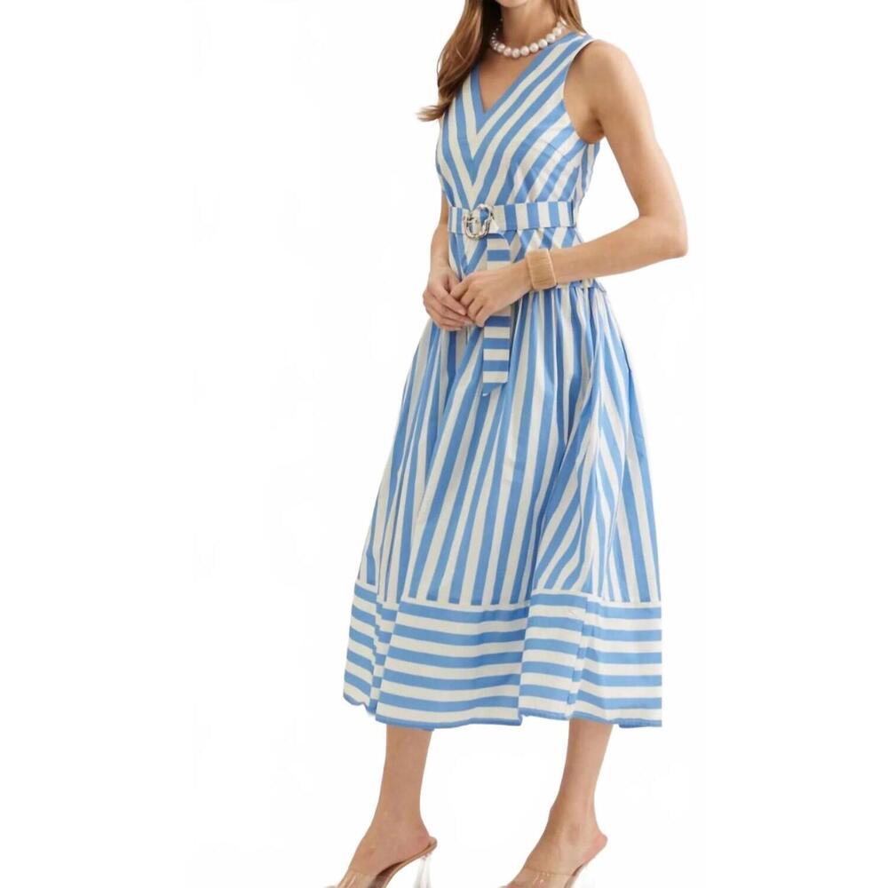 NEW ENTRO sweet summer midi dress in blue - Picture 4 of 7